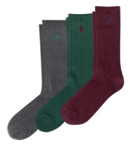 Image of sale on Assorted 3-pack Ribbed Cotton Blend Crew Socks