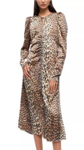Image of sale on Printed Ruched Satin Dress