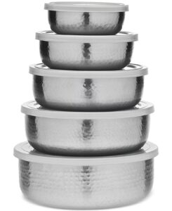 Image of sale on Hammered Silver-tone Bowls and Lids, Set of 5