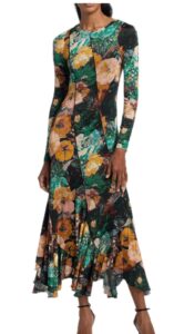 Image of sale on Floral Stretch-jersey Diagonal-seamed Midi-dress