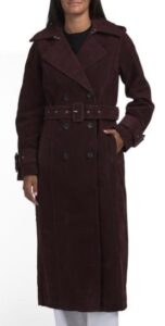 Image of sale on Faux Suede Maxi Trench Coat