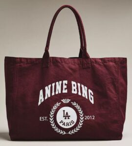 Image of sale on Anine Bing Leo Collegiate Canvas Tote Bag