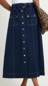 Image of sale on Blue Belted Pocket Midi Skirt