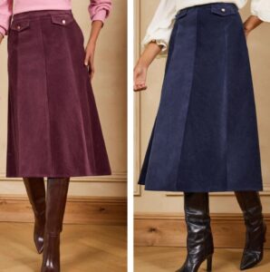 Image of sale on Navy Blue Cord Full Circle Midi Skirt