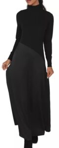 Image of sale on Mixed Media Turtleneck Maxi Dress