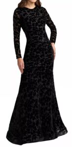 Image of sale on High Neck Long Sleeve Floral Velvet Gown
