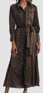Image of sale on Herminia Geometric Tie-waist Midi-shirtdress