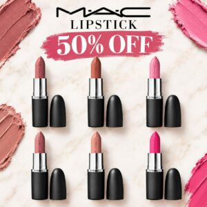 Image of sale on 50% off Mac Lipstick!