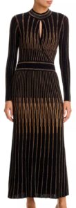 Image of sale on The Alicia Mock Neck Metallic Threaded Dress