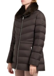 Image of sale on Belle Cote Genuine Shearling Collar Water Repellent 800 Fill Power Down Puffer Jacket
