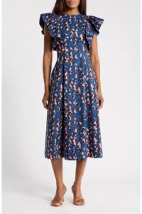 Image of sale on Imara Flutter Sleeve Cotton Midi Dress