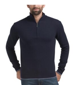 Image of sale on Merino Wool and Cashmere Blend Quarter Zip Sweater