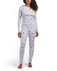 Image of sale on 2pc Lotus Stripe Bear Pajama Set