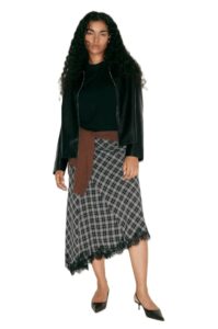 Image of sale on Lace Trim Plaid Midi Skirt