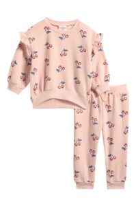 Image of sale on Allover Print Ruffled Sweatshirt & Joggers Set