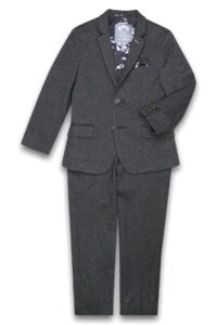 Image of sale on Kids’ Mod Slim Fit Charcoal Grey Herringbone Stretch Suit