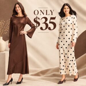Image of sale on Women’s Bell Sleeve Satin Maxi Slip Dress