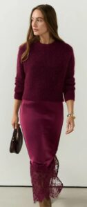 Image of sale on Berry Red 2 in 1 Jumper Lace Trim Dress