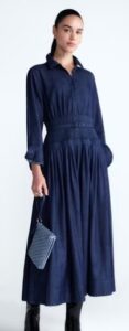 Image of sale on Women’s Belted Smocked Waist Denim Midi Shirtdress