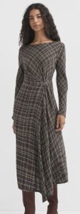 Image of sale on Plaid Side Pleated Midi Dress
