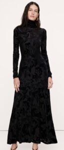 Image of sale on Burnout Velvet Mesh Turtleneck Maxi Dress