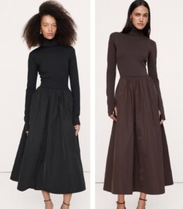 Image of sale on Jersey + Taffeta Turtleneck Maxi Dress