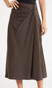 Image of sale on Plaid Draped Cotton Midi Skirt
