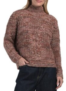 Image of sale on Made In Italy Mock Neck Cable Knit Pull Over Sweater