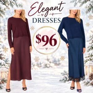 Image of sale on Two Piece Look Crewneck Slip Dress