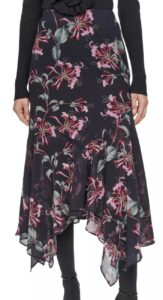 Image of sale on Floral Print Handkerchief Midi Skirt