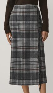 Image of sale on Plaid Fringe Midi Wrap Skirt