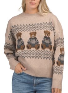 Image of sale on Bear Motif Crew Neck Knit Sweater