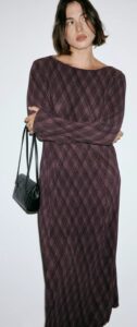 Image of sale on Women’s Pomel Long-Sleeve Plaid Midi Dress