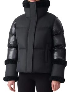 Image of sale on Lydana Down Jacket with Genuine Shearling Trim and Removable Bib