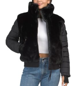 Image of sale on Faux Fur Mixed Media Puffer Coat