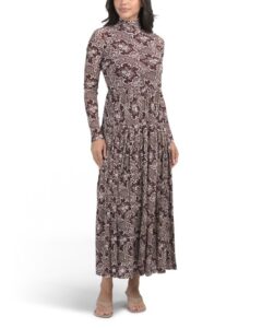 Image of sale on Rochelle Fleur Pleated Mock Neck Maxi Dress