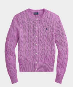Image of sale on Cable-Knit Cotton Crewneck Cardigan