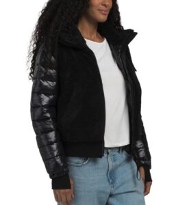 Image of sale on Faux Shearling Mixed Media Puffer Jacket
