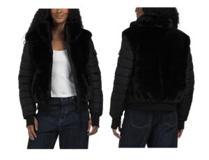 Image of sale on Faux Fur Mixed Media Puffer Jacket